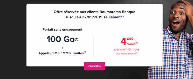Promotion Boursorama Banque avec Woot 100 Go à 4,99€/mois