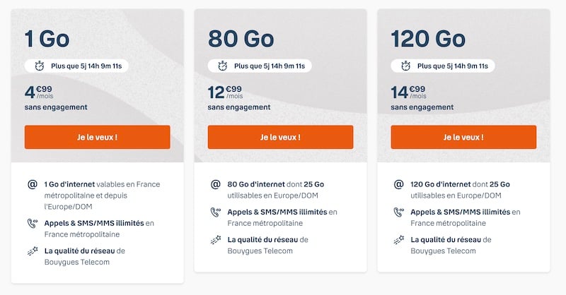 Séries Limitées 1Go, 80Go et 120Go sur la page B&You du site de Bouygues Telecom