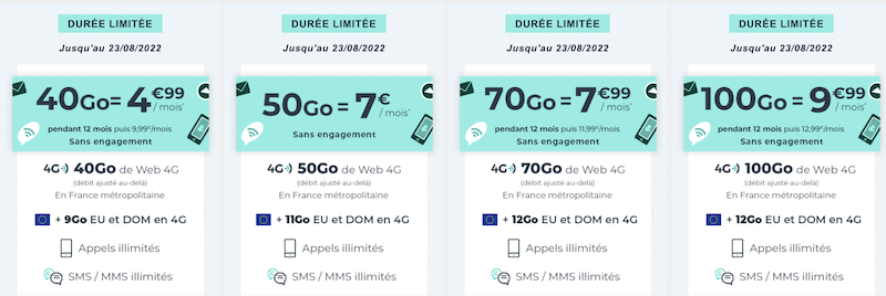 Séries Limitées CDiscount Mobile 40Go, 50Go, 70Go et 100Go