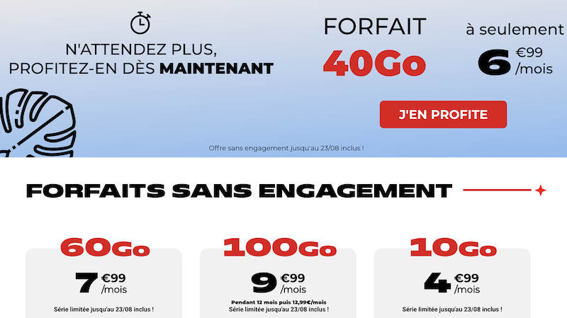 Séries Limitées 10Go, 40Go, 60Go et 100Gp - source : NRJ Mobile