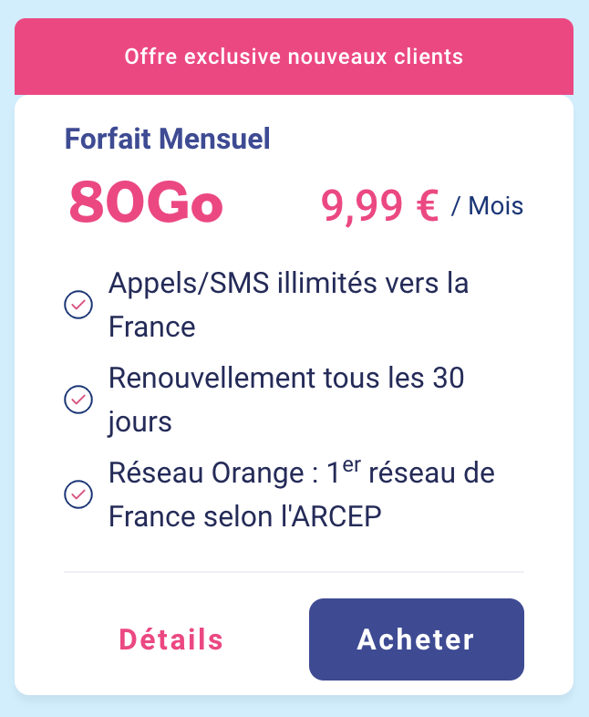 Acheter Carte SIM Prépayée LEBARA MOBILE pas cher Crédit de