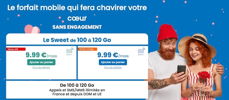 La série spéciale Le Sweet de Youprice, de 100Go 9,99€/mois à 120Go 14,99€/mois