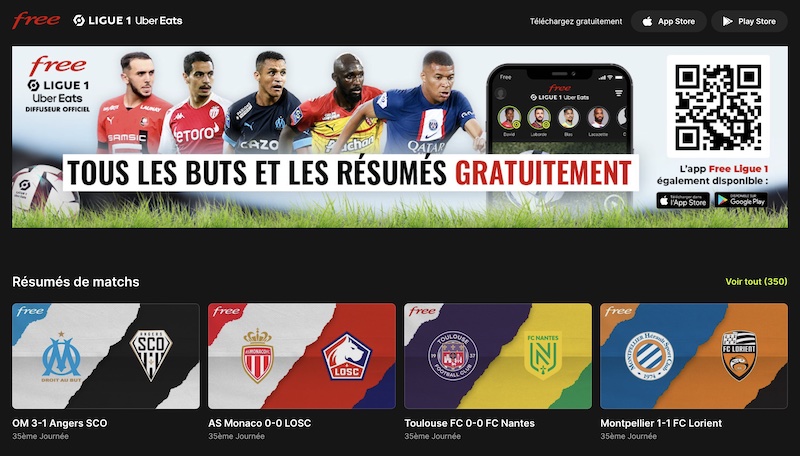 Free Ligue 1 sur le site dédié