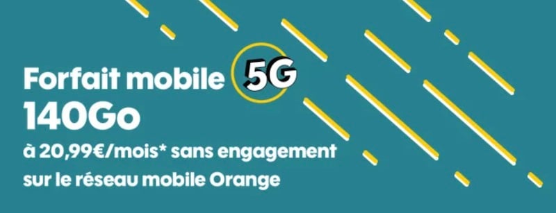 Forfait Sosh 140Go 5G à 20,99€/mois