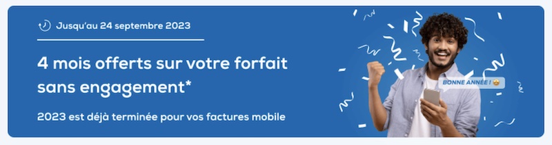 4 mois de forfait SIM offerts (à partir de 4,99€/mois), jusqu'au 24 septembre