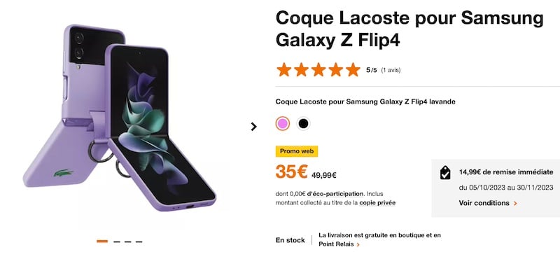 Coque Lacoste pour Samsung Galaxy Z Flip4 à 35€
