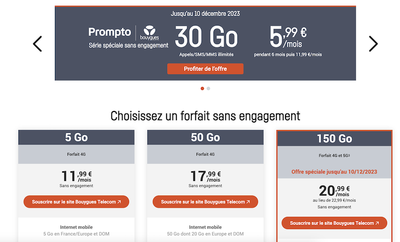 Des forfaits Prompto à partir de 5,99€/mois
