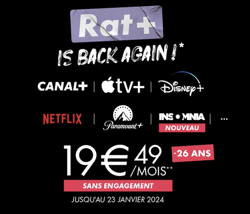 Offre Rat+ pour les moins de 26 ans à 19,49€/mois