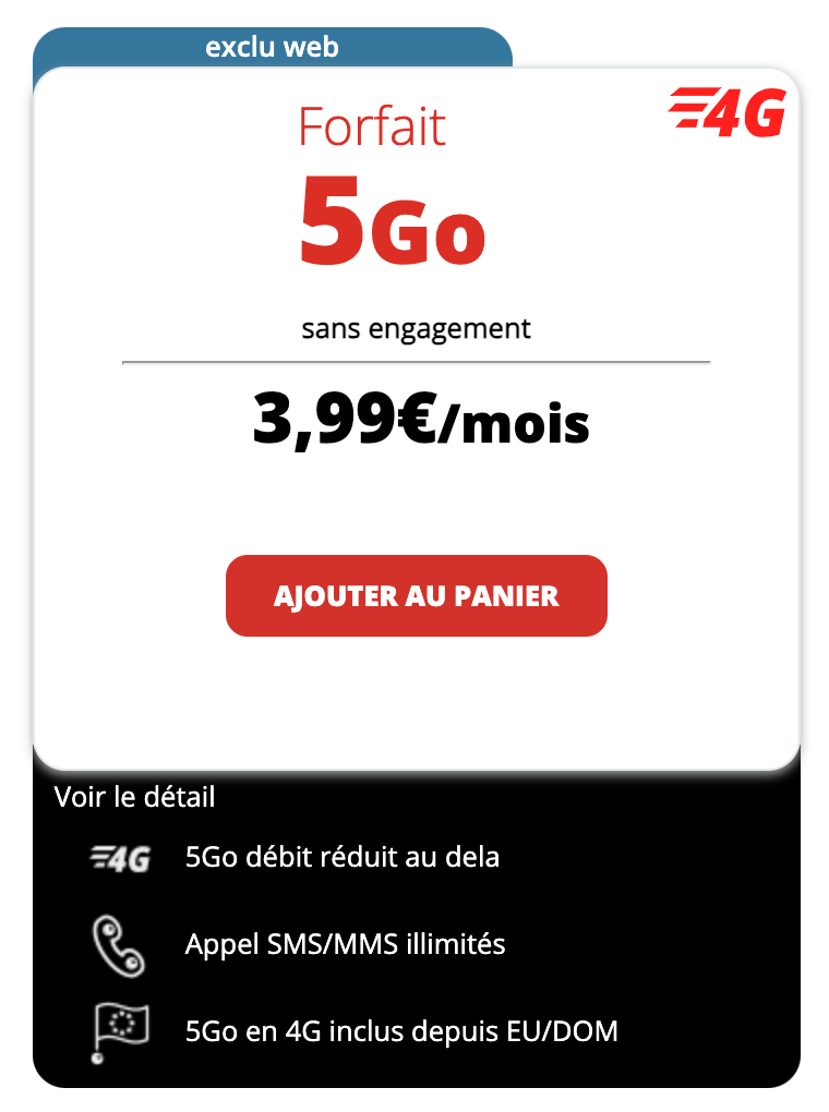 Le petit forfait CDiscount Mobile 5Go à 3,99€/mois