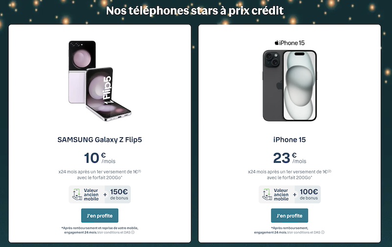 Marché de Noël chez Bouygues Telecom : des promotions jusqu'à 180€ avec un forfait
