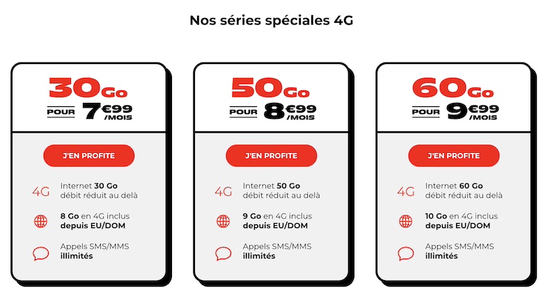 Forfaits Woot 4G à partir de 30Go pour 7,99€/mois