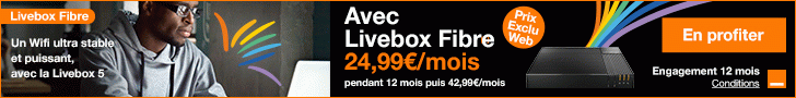 le forfait Livebox Fibre à 24,99€/mois pendant 12 mois