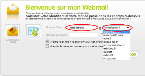 Webmail numericable étape 1