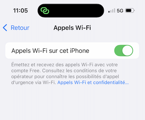 Activation appels wifi iphone