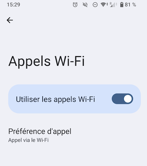 Activation appels wifi