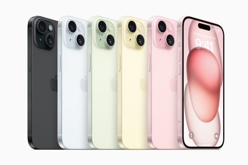 les différents coloris d'Apple iPhone 15