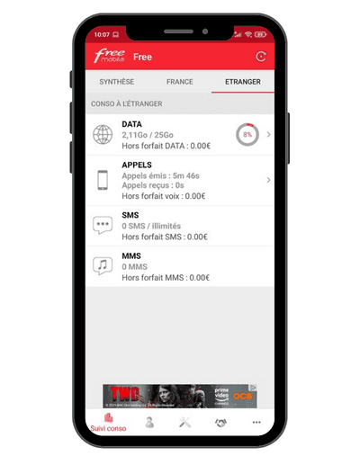 Capture d'écran de l'application Free Mobile - Mon Compte