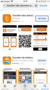 application transfert données orange
