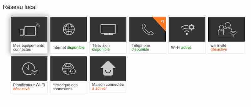 Section Réseau local de la Livebox 4 avec Ma Maison Connecté
