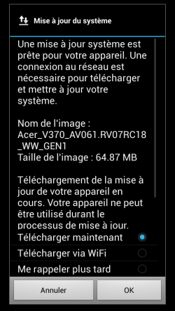 Mise à jour Acer Liquid E2