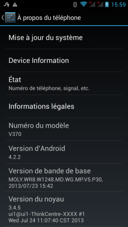 Mise à jour 4.2.2 Android