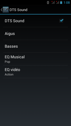 Réglage DTS sur Acer Liquid E2