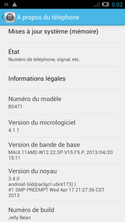 Version logiciel Bs 471 / Alcatel One Touch Idol