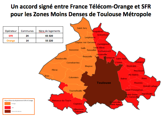 Orange et SFR fibrent les communes de Toulouse Métropole