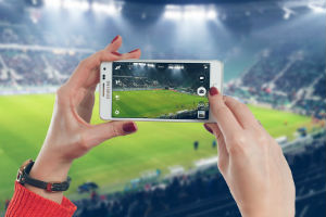 mobile dans un stade