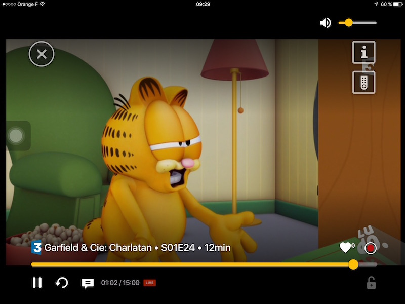 Diffusion de France 3 sur Molotov.tv (Garfield hait le lundi)