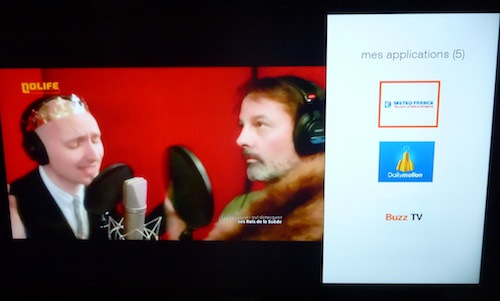 Accès aux applications TV d'Orange depuis une chaîne TV