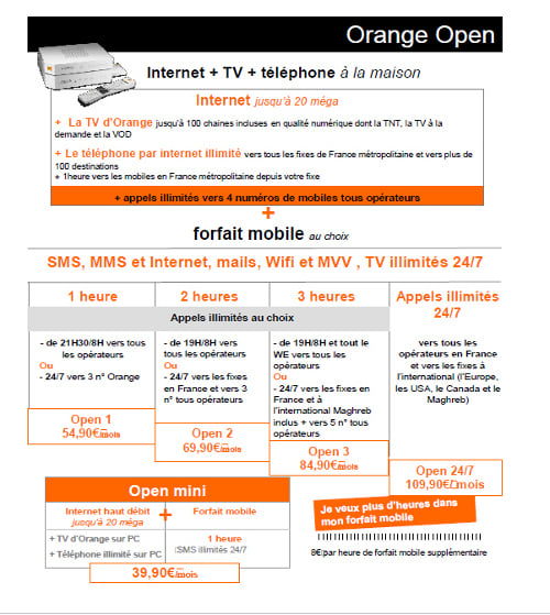 Orange Open officialisé premier quadriplay d'Orange