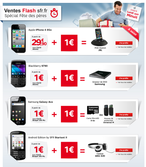 Vente Flash SFR spéciale fête des pères