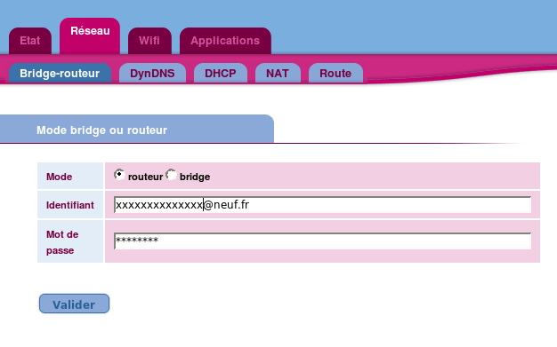 mode routeur NB4