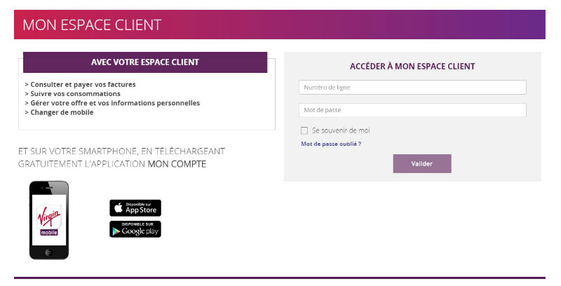 Espace client Virgin Mobile