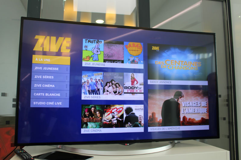 L'interface du service SVOD Zive