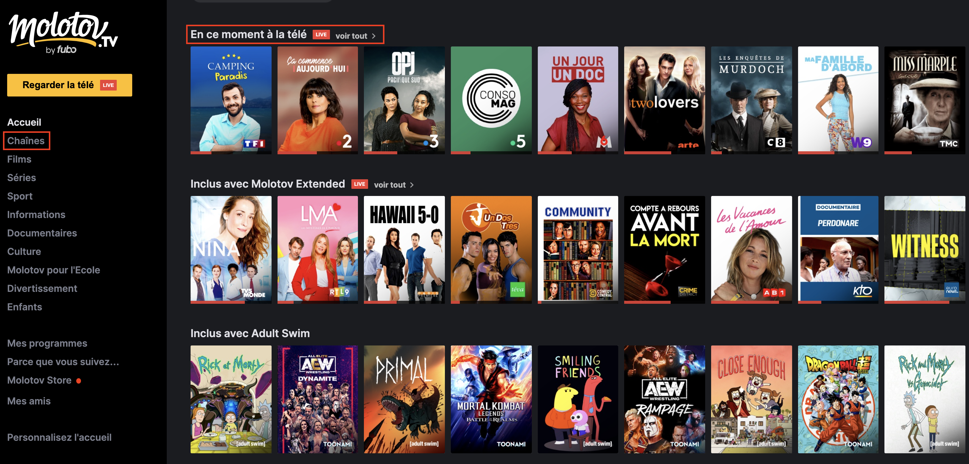 contenus molotov tv