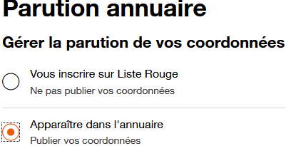 paramètres annuaire ligne fixe
