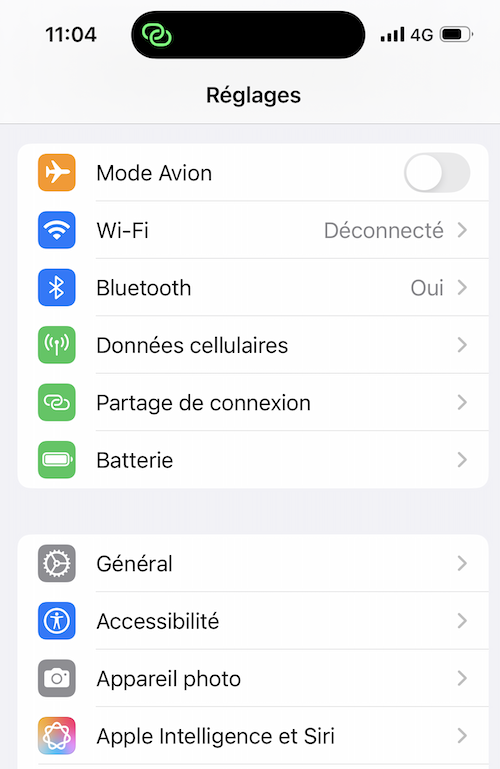 Réglages iPhone