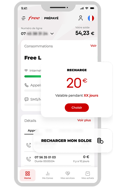 recharge carte sim prépayée free