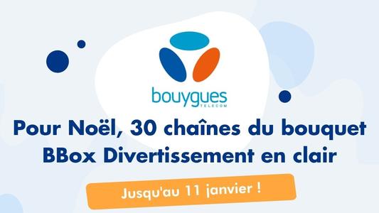 Pour Noël, 30 chaînes du bouquet BBox Divertissement en clair