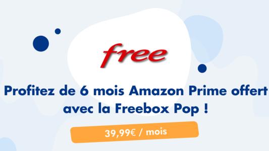 Promotion sur la Freebox Pop avec un abonnement Amazon Prime offert 