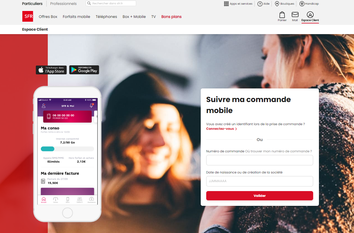 Site SFR suivi commande