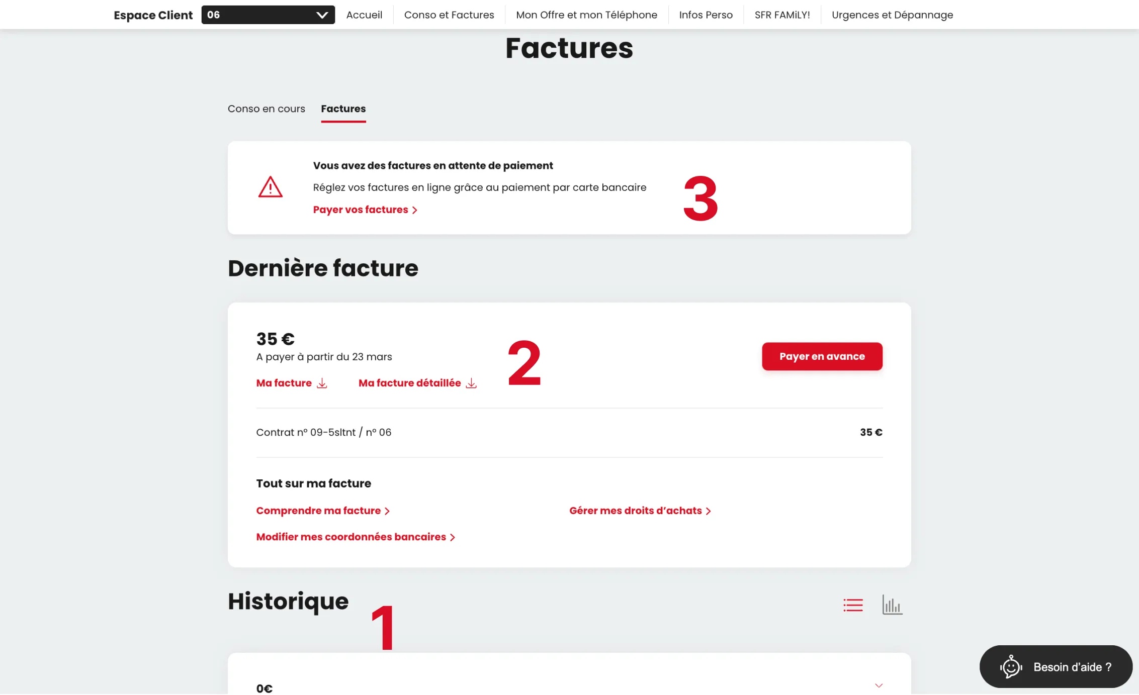 voir facture sfr à payer